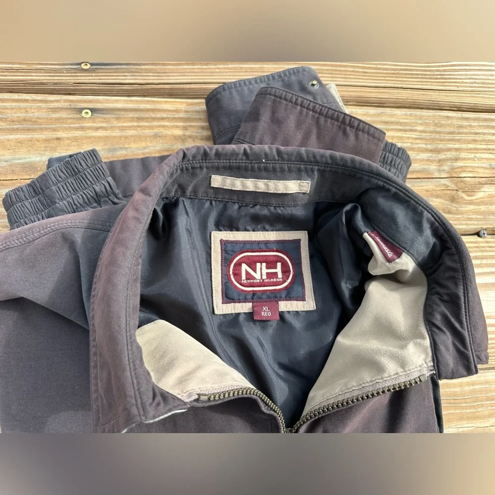 NEWPORT HARBOR Microfiber Brown Bomber Style Jacket Lined 5 Pockets Mens Size XL